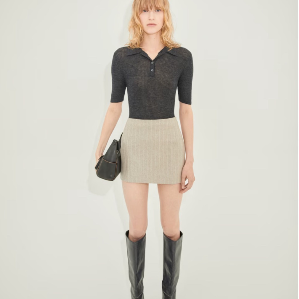 Mango Wool Blend Pinstriped Skirt